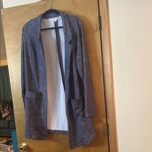 LuLaRoe Gwen Blazer Size Extra Large Blue and White Like New
